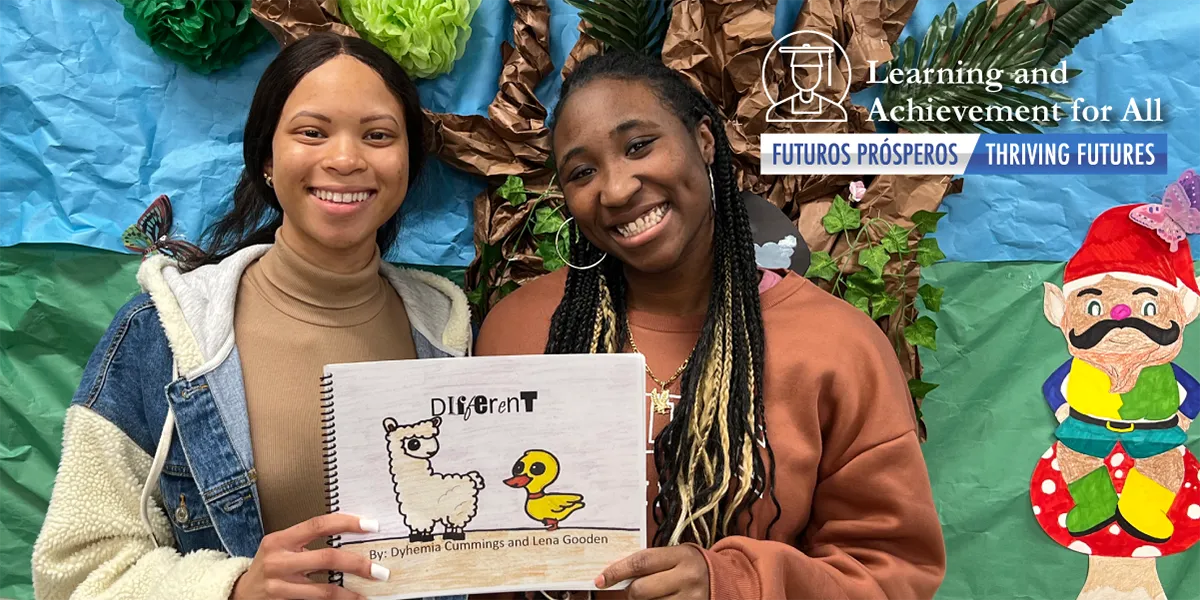 Dyhemia “Dye Dye” Cummings and Lena Gooden holding their book