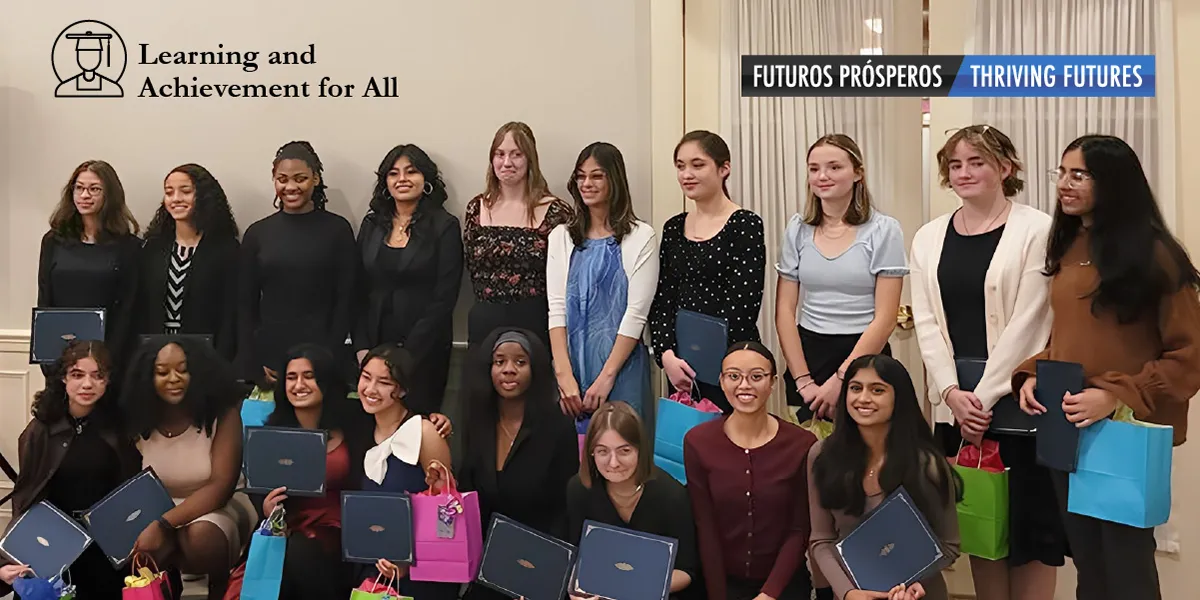 Students that participated in BAE Women in Technnology Program. Futuros Prosperos. Launching Thriving Futures. Learning and Achievement for All.