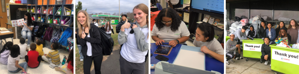 Students from leadership classes at Forest Park High School completing community service projects