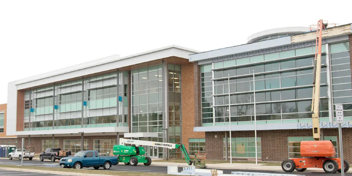 Construction breaking ground at a new school