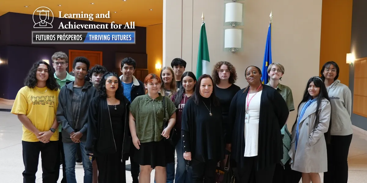 Group photo of students visiting the Italian Embassy