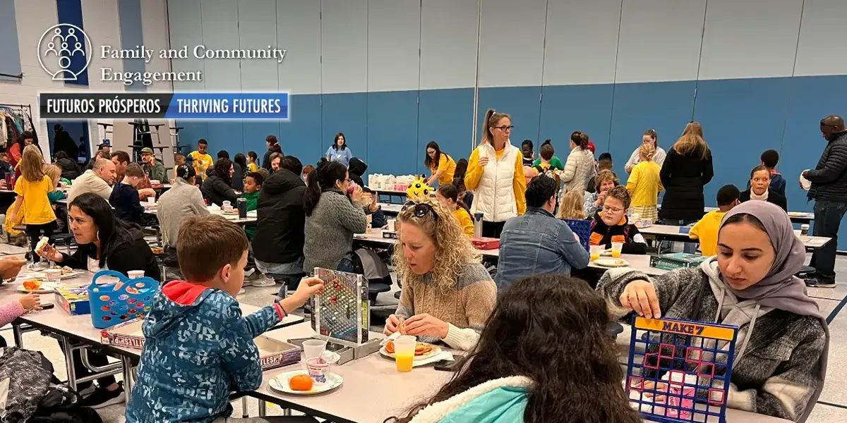 Families participating in the family breakfast