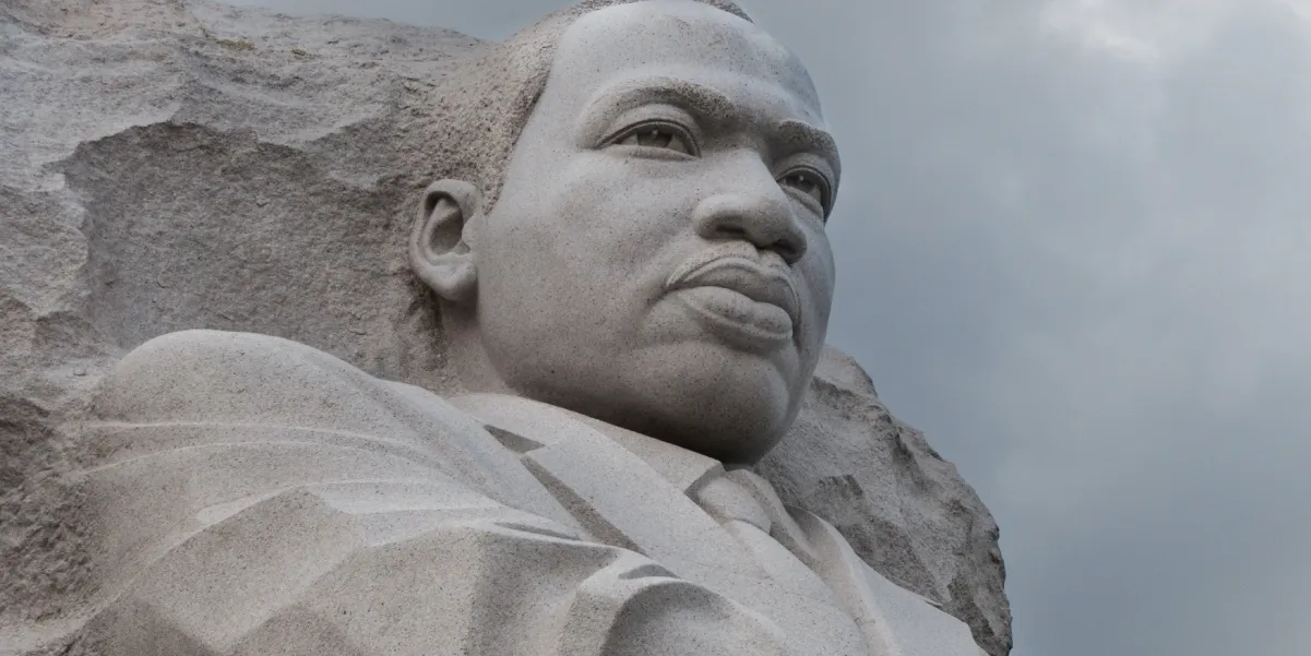 Head and shoulder photo of the marble carving Dr. Martin Luther King Jr. monument