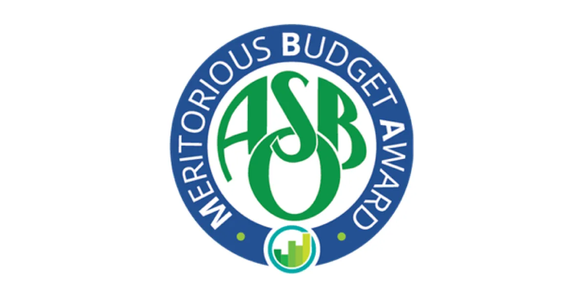 Association of School Business Officials International logo. Meritorious Budget Award.