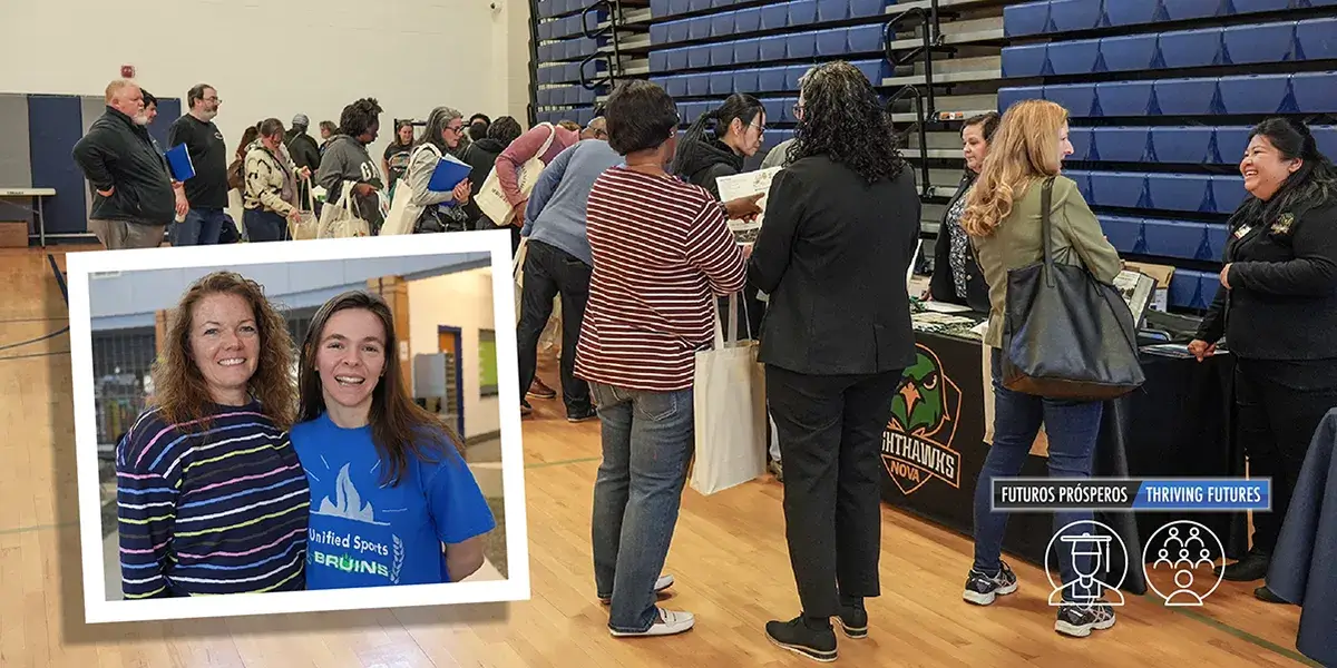 Parents and students at stations at Transition Fair