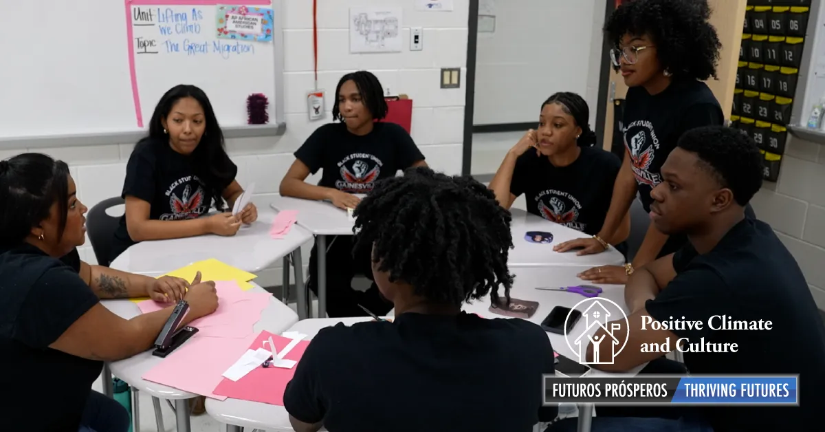 Black Student Union students sitting at a table