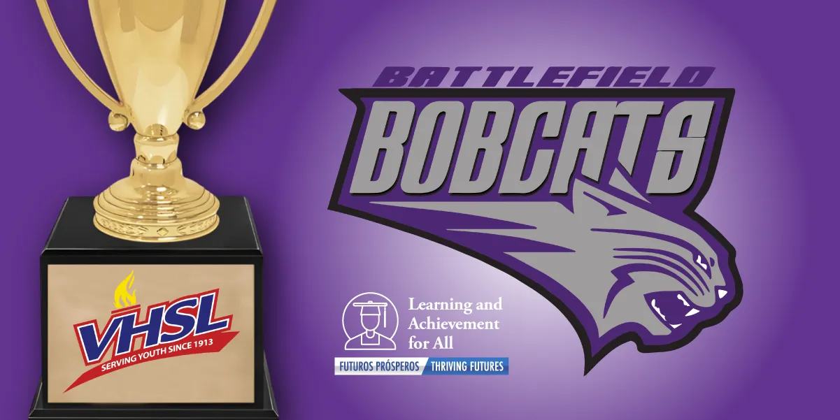 Battlefield Bobcats Logo with Trophy Cup