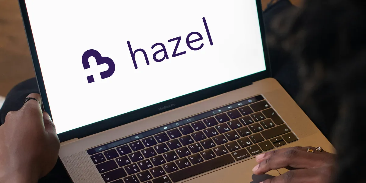 computer screen with Hazel Health logo