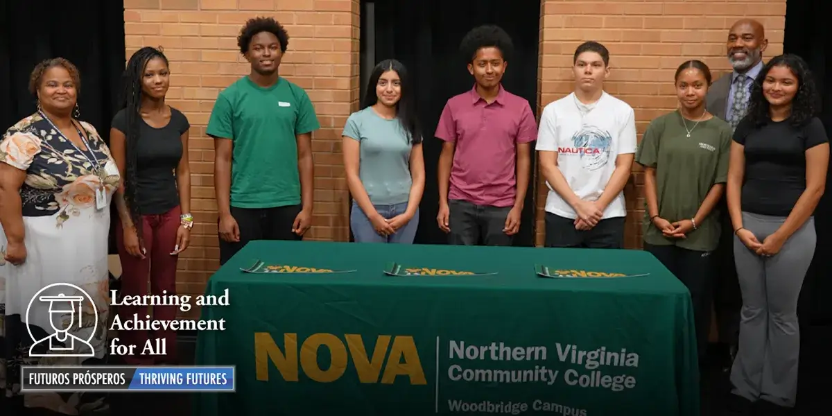 Group of students with Freedom HS principal and Dr. Hill