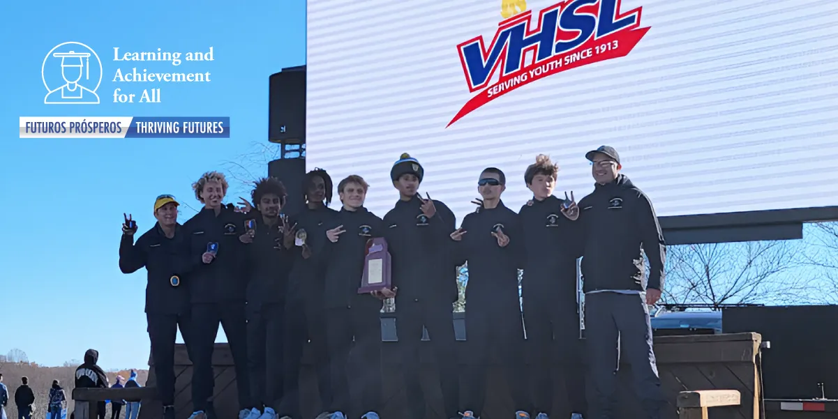 Group shot of Woodbridge HS boys cross country team