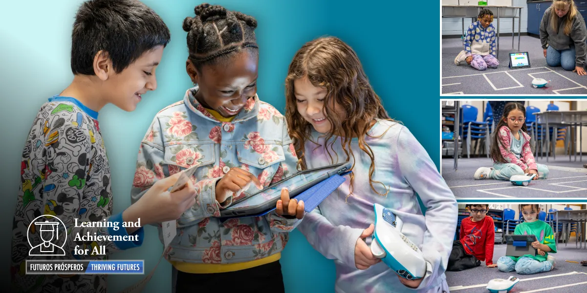 Kilby Elementary School students working with Finch robots