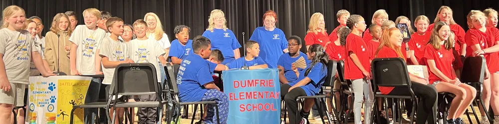 Students on stage at the 2024 Battle of the Books finals