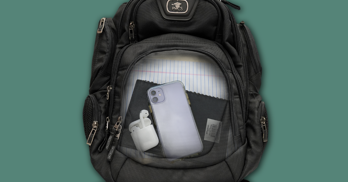 Cell phone inside a back pack