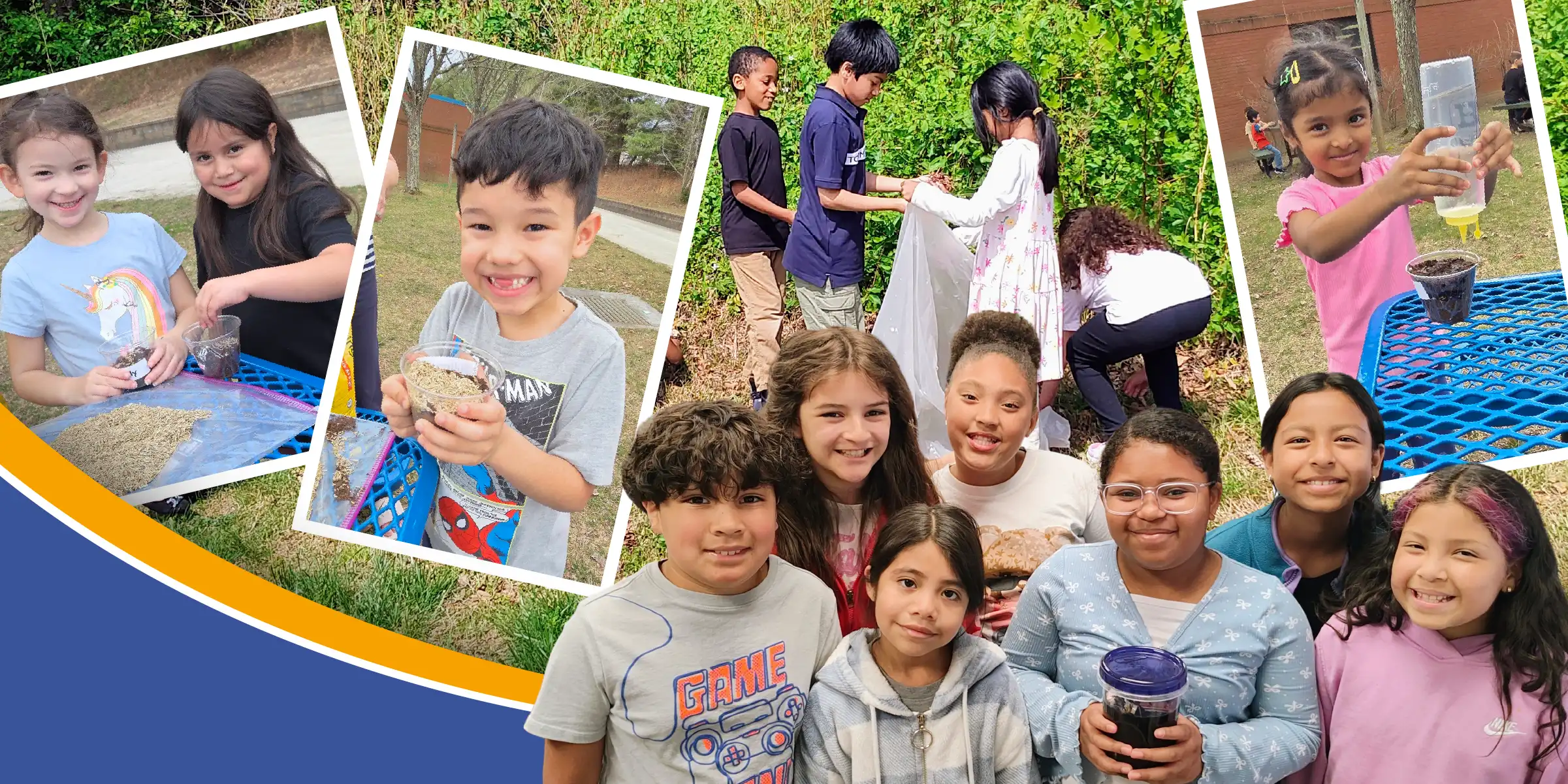 elementary aged children doing environmental activities