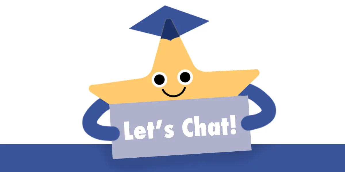 StarBot avatar with the words Let's chat