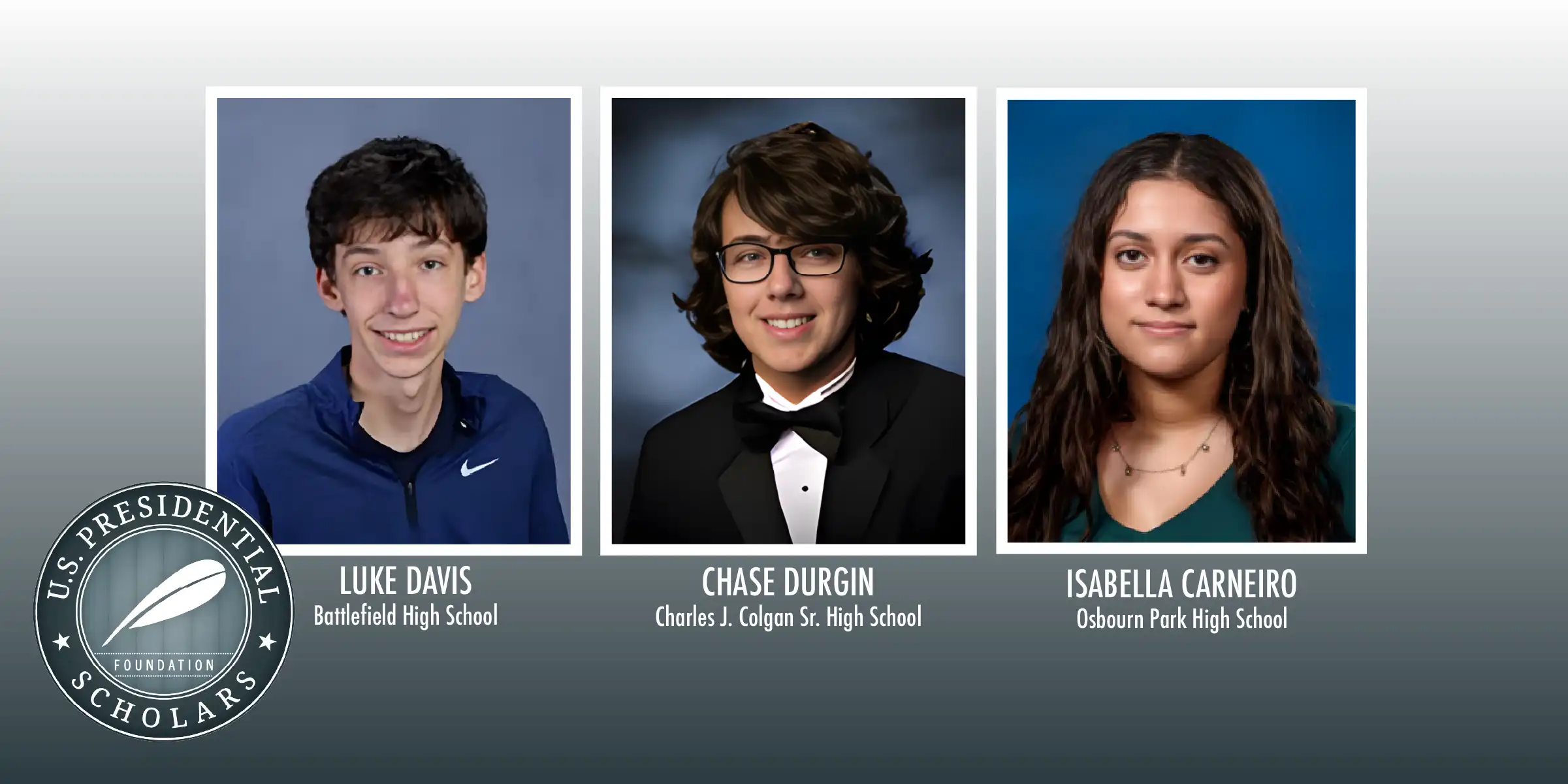3 student pictures of U.S. Presidential Scholars Nominees