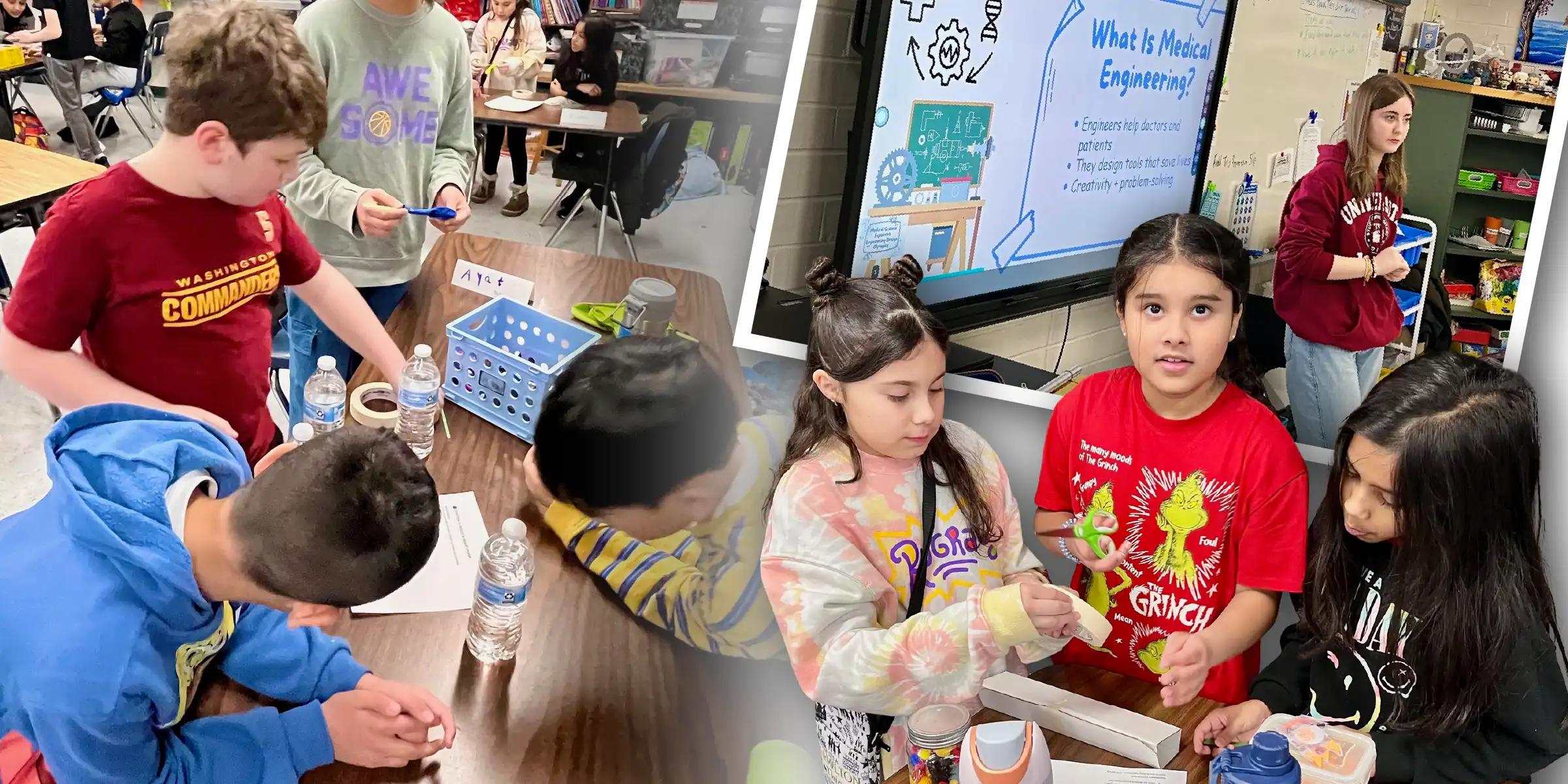 collage of Medical Science Club students doing hands-on activities