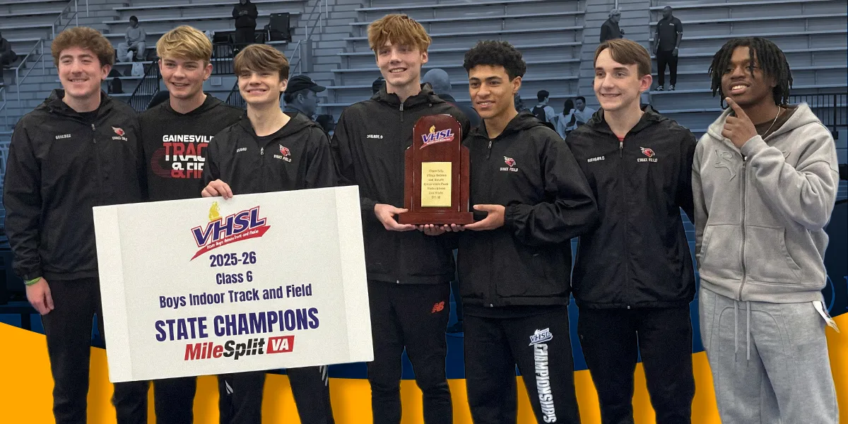 Gainesville High School boys indoor track and field team with trophy
