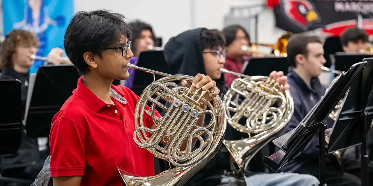 Gainesville High School band rehearsing