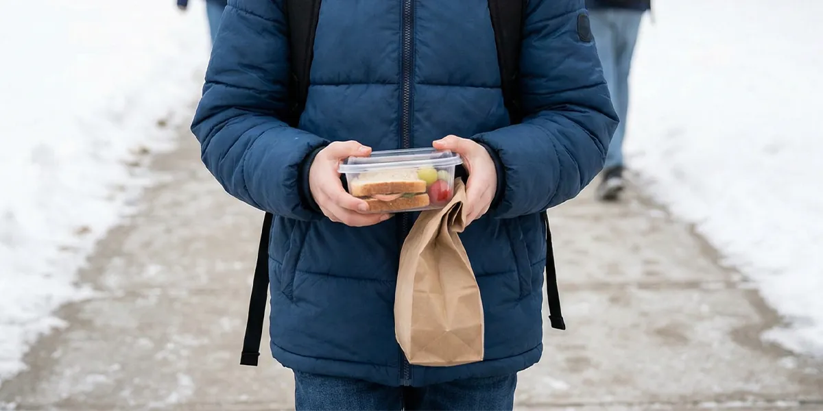 Child holding a meal kit