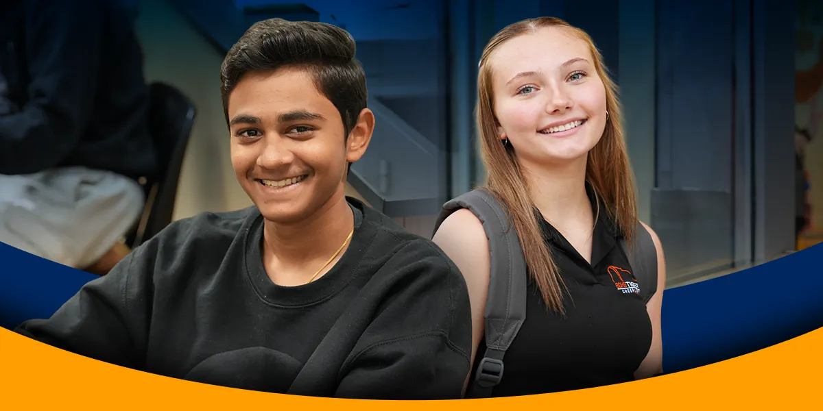 two student smiling