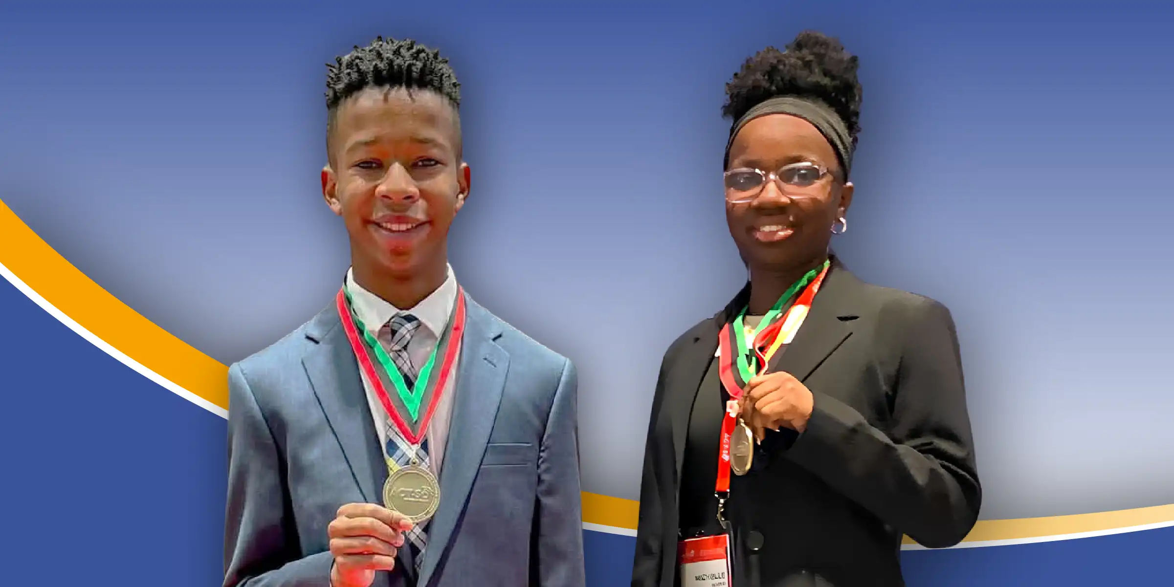 two kids holding medals