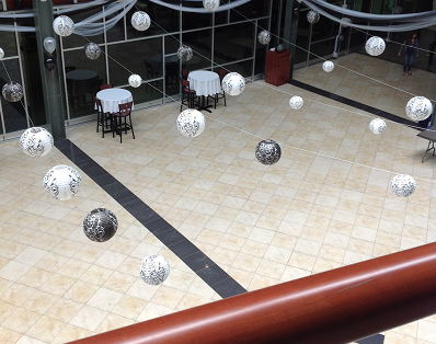 the KLC atrium decorated for a dance event