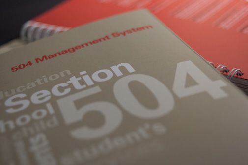 A book, part of title can be read as Section 504