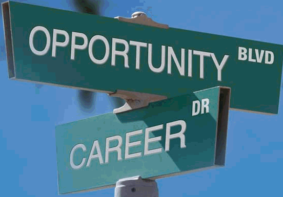 Street signs saying Opportunity Blvd and Career Ave.