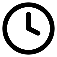 Icon of a clock with black outlining.