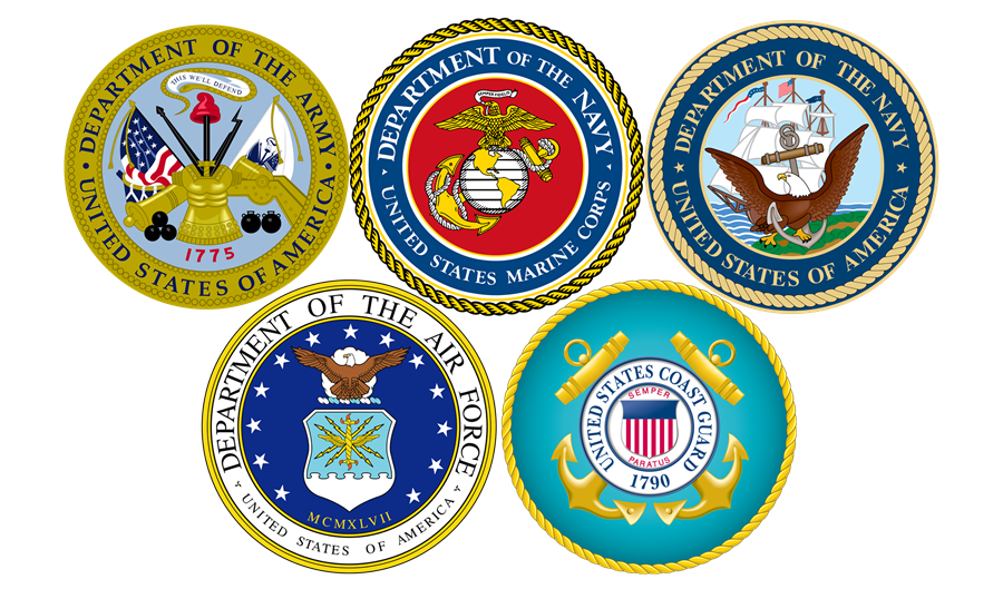 Logos for each of the military branches
