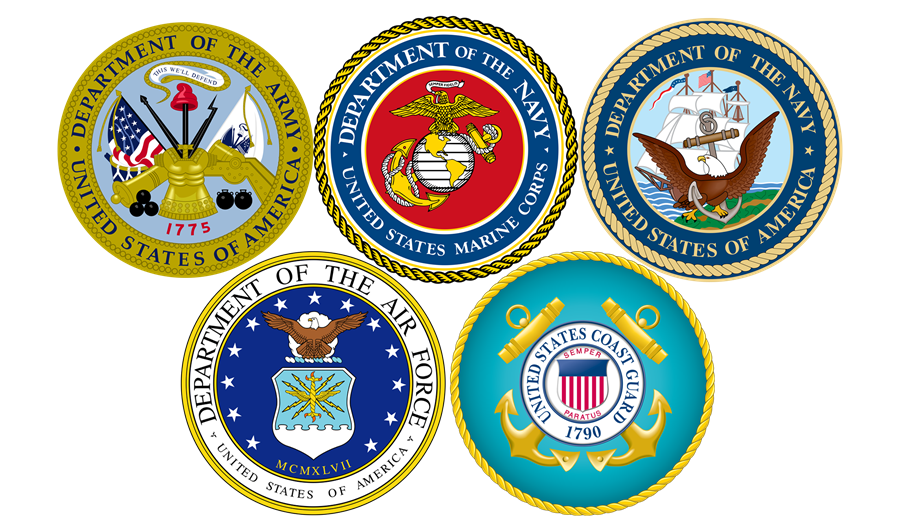 Logos for each of the military branches
