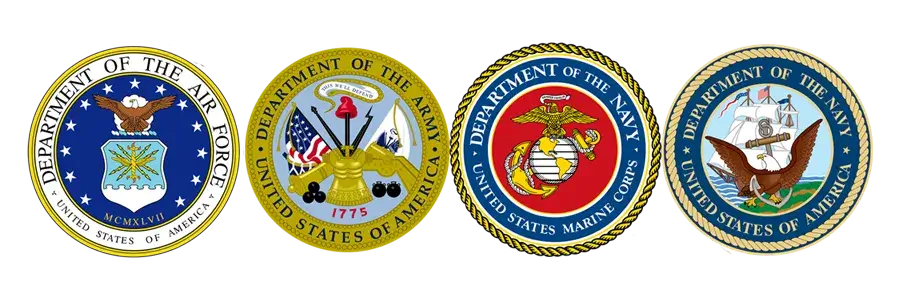 Logos for each of the military branches Logos for each of the military branches