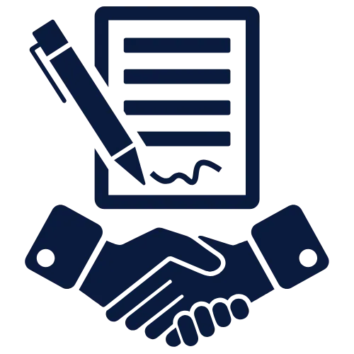 icon of hands shaking and signing document