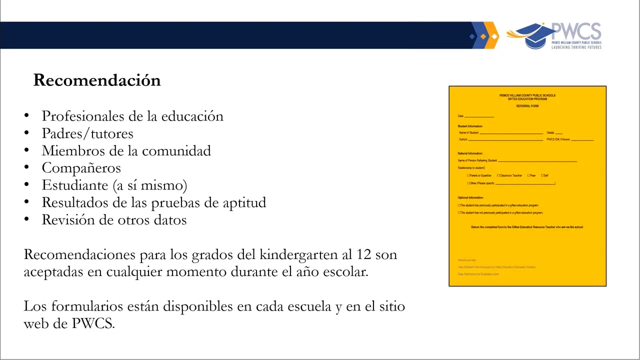 El proceso de identificación para dotados screenshot