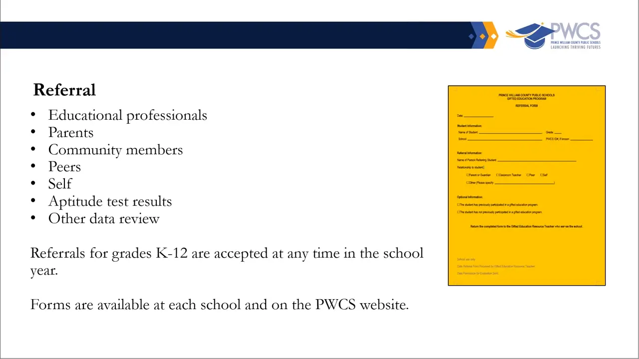 Gifted and Talented Education Identification Process screenshot
