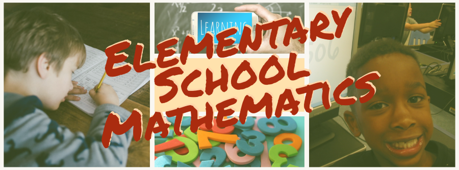 elementary mathematics banner with various math pictures