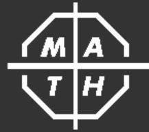 the white letters M.A.T.H. in a shape with a black background