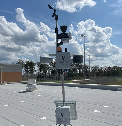 Perry Weather system installed on the roof of a building