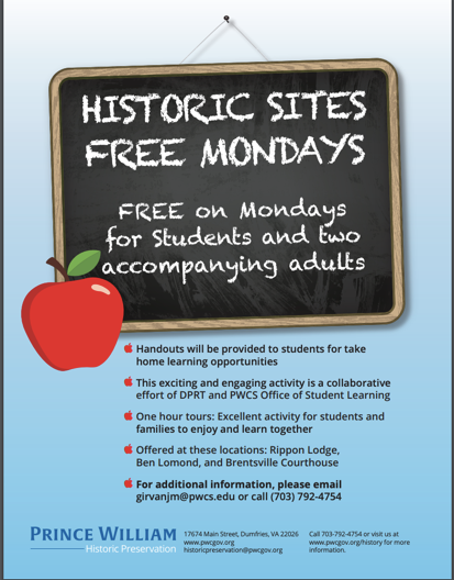 Historic Sites Free Mondays flyer