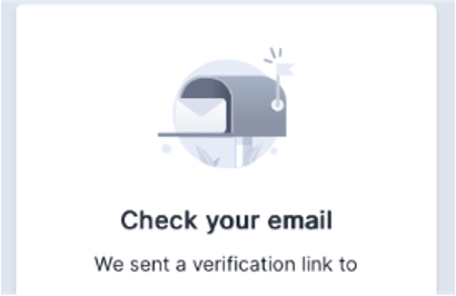 Email verification notification with an illustration of a mailbox.