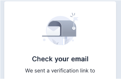 Email verification notification with an illustration of a mailbox.