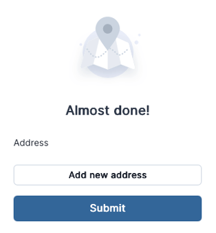 A digital illustration representing an address submission form with a location pin icon.