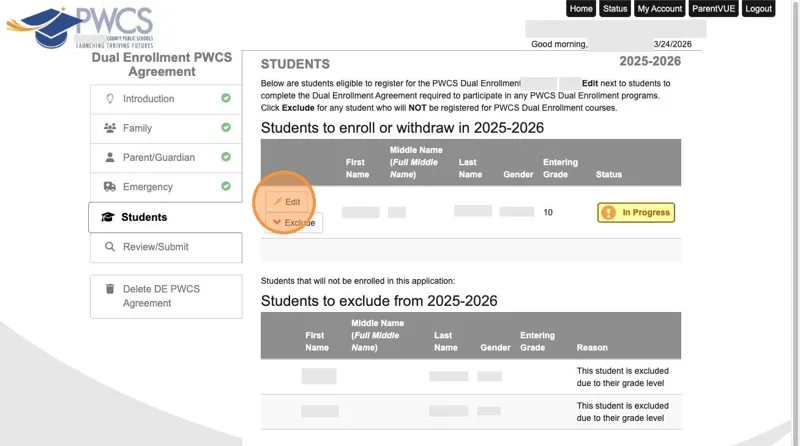 Select student