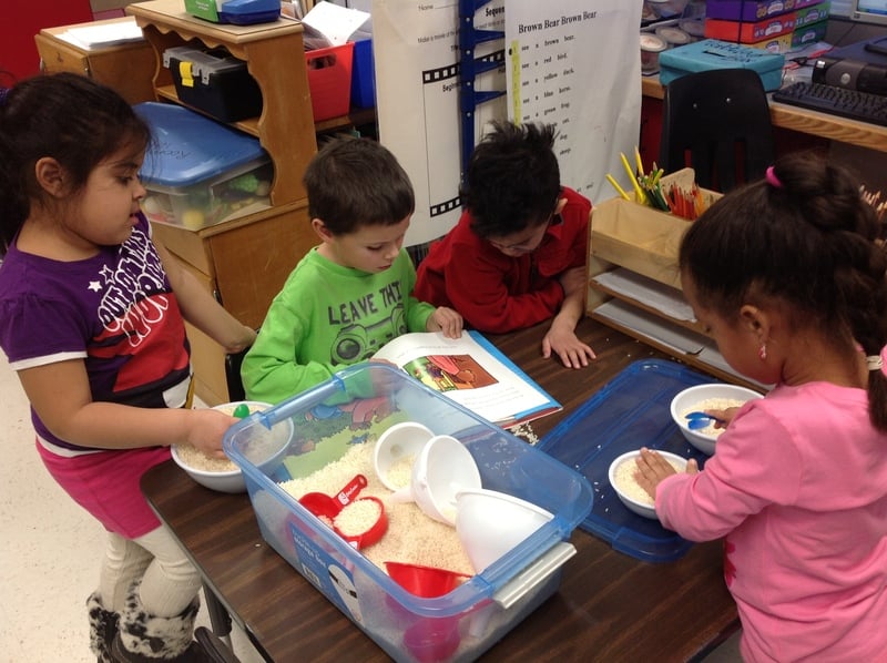 Students doing a letter find activity