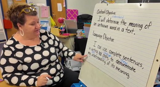 teacher instructing elementary students