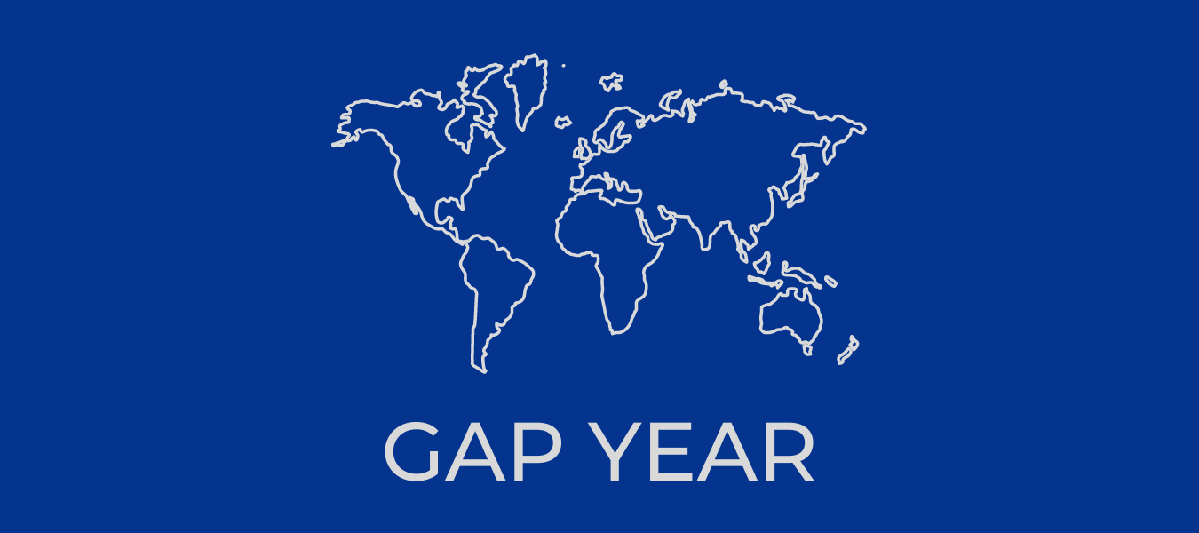 Gap Year webpage banner with outline sketch of the world continents