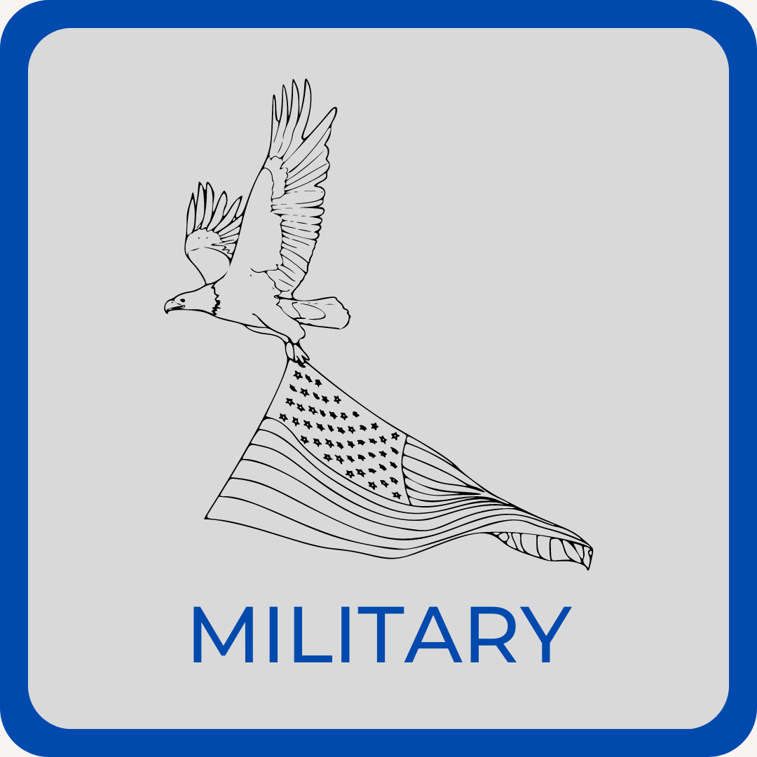 Navigate to military webpage - sketch of an eagle carrying the American flag Navigate to military webpage - sketch of an eagle carrying the American flag