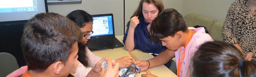 Students working at a table