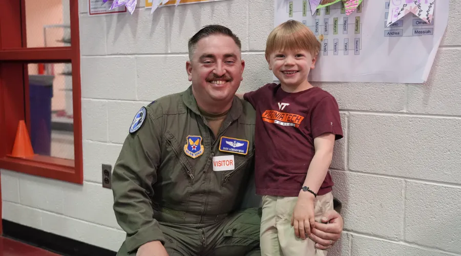 military father and young son